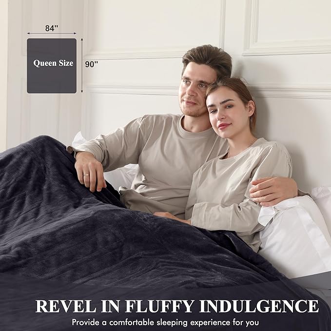 Electric Blanket Queen Size, Super Soft Cozy Upgraded Flannel Heated Blanket Dual Control with 5 Heating Levels & 10 Hours Auto Off, Fast Heating & Overheat Protection, 84" x 90", Dark Gray
