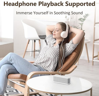 Raynic White Noise Machine, 42 Soothing Sounds Noise Machine, Rechargeable Battery Sound Machine with 8 Volumes, 5 Timers, Type-C Port, Headphone Jack for Baby, Adult, Home, Travel, Office