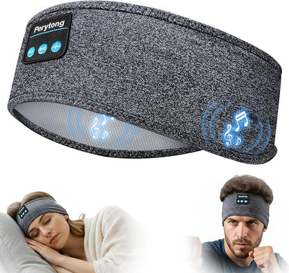 Perytong Sleep Headphones Bluetooth 5.4, Sleeping Headphones with Built-in Stereo Speakers, Wireless Earphones for Comfortable Sleep Listening, Soft & Sweat-Proof Sports for Workout