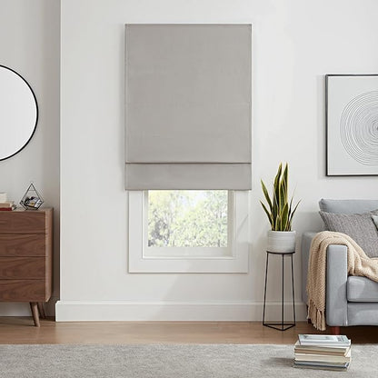 ECLIPSE Kylie Total Privacy Blackout Cordless Lined Window Roman Shade for Living Room, 36 in x 64 in, Grey