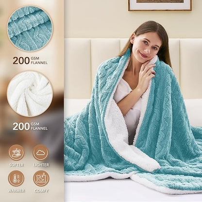 Homemate Electric Heated Blanket Queen - 84"x90" Heating Bed Blankets Throw with 10 Heating Levels 8 Hours Auto Off Fast Heating Over-Heated Protection Ultra Soft Warm Flannel ETL Certified