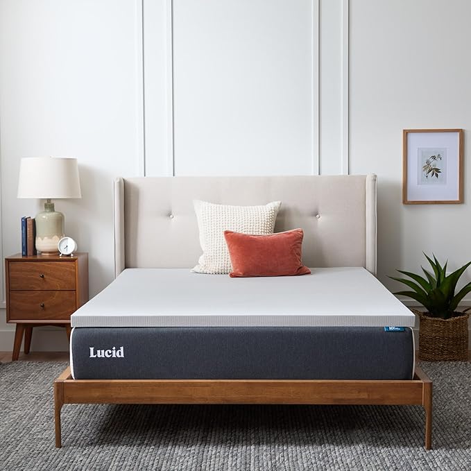 Lucid 2 Inch Ventilated Bamboo Charcoal Memory Foam Mattress Topper - Twin XL Mattress Topper