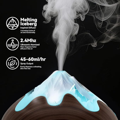 500ML Essential Oil Diffuser, Aromatherapy Diffuser with Remote Control, Multifunctional Air Diffusers for Home Office Room, Fragrance Aroma Diffuser with 7 Color LED & 2 Mist Mode, Dark Brown