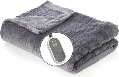Pure Enrichment PureRelief Deluxe Heated Blanket - 10 Heat Settings, Super Soft Micromink Velvet Fabric, LCD Controller, Auto Shut-Off Timer, Machine Washable - Twin Size Electric Blanket
