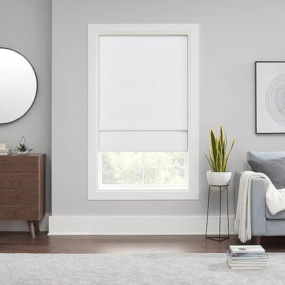 Eclipse Kylie Total Privacy Blackout Cordless Lined Window Roman Shade for Living Room, 31 in x 64 in, White