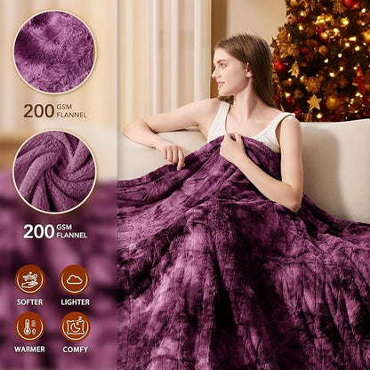 Homemate Electric Heated Blanket Full Size - 72"x84" Heating Blanket Full Size 1/2/4/6/8 Hours Auto-Off 10 Heat Level Over-Heat Protection Luxury Faux Fur Sherpa ETL Certification