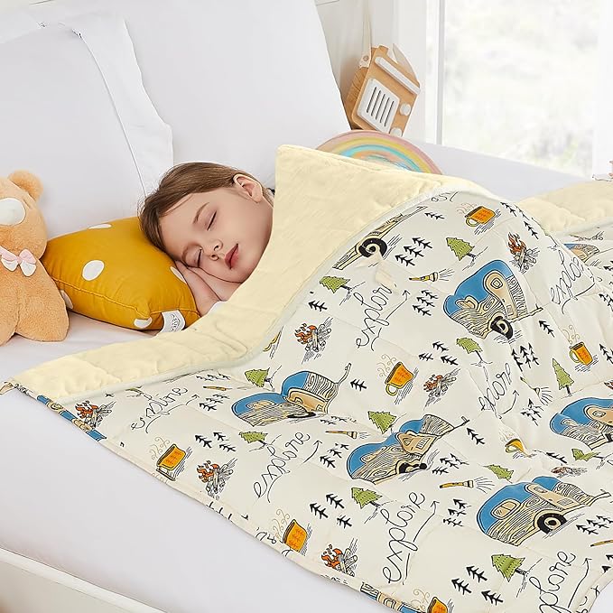HOSUKKO Weighted Blanket - 5 lbs Cooling Ivory Forest Heavy Blanket - Small Size Breathable Blanket for Hot Sleepers(36 * 48 inches, 5 lbs)