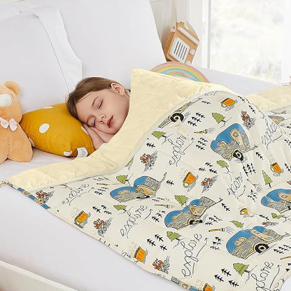 HOSUKKO Weighted Blanket - 3 lbs Cooling Ivory Forest Heavy Blanket - Small Size Breathable Blanket for Hot Sleepers(36 * 48 inches, 3 lbs)