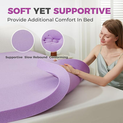BDEUS 2 Inch Gel Memory Foam Mattress Topper Ventilated Soft Pressure Relieve Mattress Pad, Breathable Bed Topper, CertiPUR-US Certified, Full Size