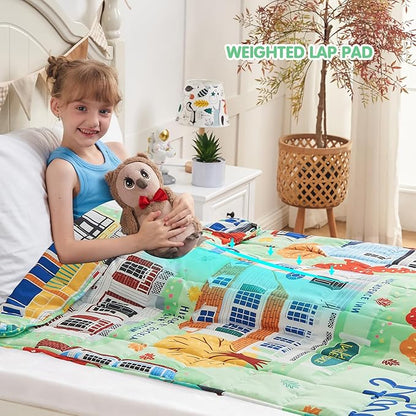 yescool Weighted Blanket 7 Pounds Cooling Weighted Lap Blanket, Girls Heavy Blanket for Sleeping, Breathable Weighted Throw Blanket Gift for 60-80lbs, 40"x60"