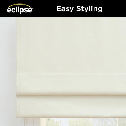 Eclipse Kylie 100% Blackout Window Roman Shade, 23 in Wide x 64 in Long, Cordless, Thermal and Noise Reducing Interior Shade Window Treatment for Home Privacy & Energy-Efficiency, Ivory