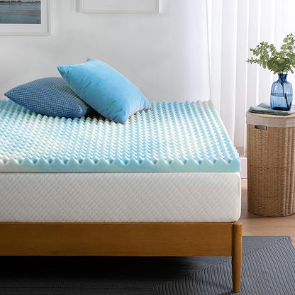 ZINUS 2 Inch Swirl Gel Cooling Memory Foam Mattress Topper, Smaller, More Convenient WonderBox Packaging, Cooling, Airflow Design, CertiPUR-US Certified, King