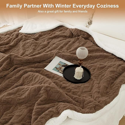 Electric Blanket Twin Size 62"X84" Brown - Soft Thick Warm Sherpa Heated Blanket for Winter with 5 Fast Heating Levels & 10hrs Auto Off for Women, Washable & ETL Certified for Office Couch