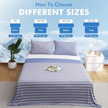 Marchpower Cooling Blanket for Hot Sleepers Twin Size, Double Sided Arc-Chill Cooling Fabric Q-Max>0.5, Cooling Blanekt for Hot Flashes and Night Sweats, Cool Blanekt Cold Blanket for Summer Blue