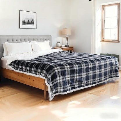Electric Heated Blanket Full Size 50"x60" Microplush & Sherpa Fabric, Machine Washable 4 Heat Settings & 3 Hours Auto Off - Geometry Lattice