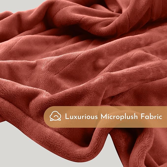 Electric Heated Blanket 72"x84" Full Size Flannel Heated Blanket, Cozy & Warm for All Night, 5 Heat Settings & 10 Hours Auto Off, Machine Washable, Brick Red