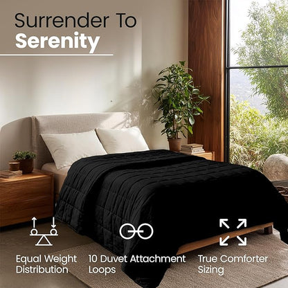 HomeSmart 30lbs Black Weighted Blanket Queen Size - Premium Ultra Soft Fabric - Heavy Blanket