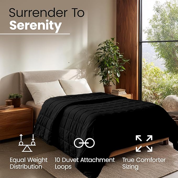 HomeSmart Products 50lbs Weighted Blanket Queen Size - Breathable, Hypoallergenic Soft Fabric, The Heaviest Weighted Blanket 50 Pounds, Black
