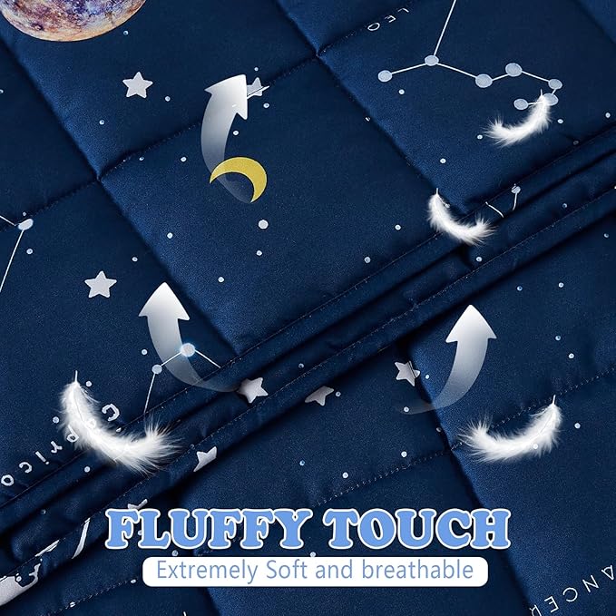 HOSUKKO Weighted Blanket - 7 lbs Navy Starry Sky Heavy Blanket - Breathable Blanket(41 * 60 inches, 7 lbs)