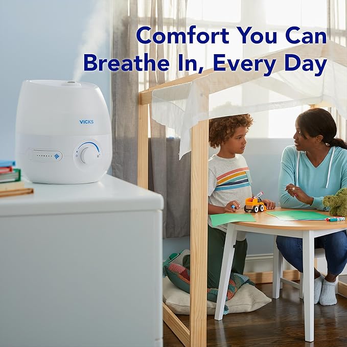 Vicks Mini Filter Free Cool Mist Humidifier, Small Room – Variable Mist Control – Works with Vicks VapoPads