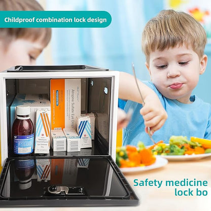 SANIDIKA Medicine Lock Box - Refrigerator Lockable Box for Food Storage Locker - Lockbox with Combination Lock- Pill Case Medical Organizer Locking Cabinet - Ipad Tablet Phone Jail Boxes