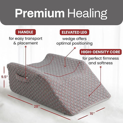 Double Leg Elevation Pillow Post Surgery Leg Pillow | Ankle Knee Surgery – Memory Foam Leg Rest Support Pillow for Injuries, Leg Pain, Hip, Knee Pain, Improve Blood Circulation 29” x 16” x 9.5”