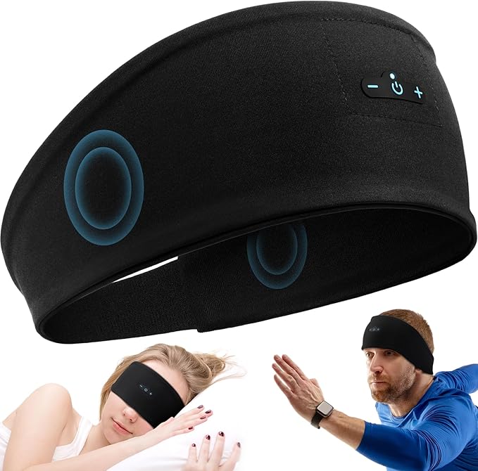 Sleep Headphones Bluetooth Headband for Side Sleeper, 17 Hours Playtime, Wireless Headband Headphones with HD Stereo Speakers for Workout,Running,Yoga, Ideal Gifts for Men, Women, Teens, Black