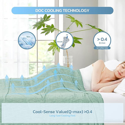 Degrees of Comfort Cooling Blankets for Hot Sleepers - King Summer Cold Blankets for Bed Sleeping, Absorbs Heat to Keep Body Cool, Soft & Cozy, Green 108"x90"