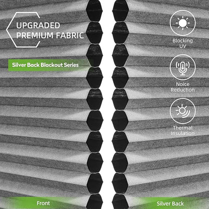 ZSTARR Motorized Skylight Shades Blackout Cellular Honeycomb Electric Blinds with Solar Panel Cordless Rechargeable with Remote for Roof and Slanted Windows (Blackout Silver Grey)
