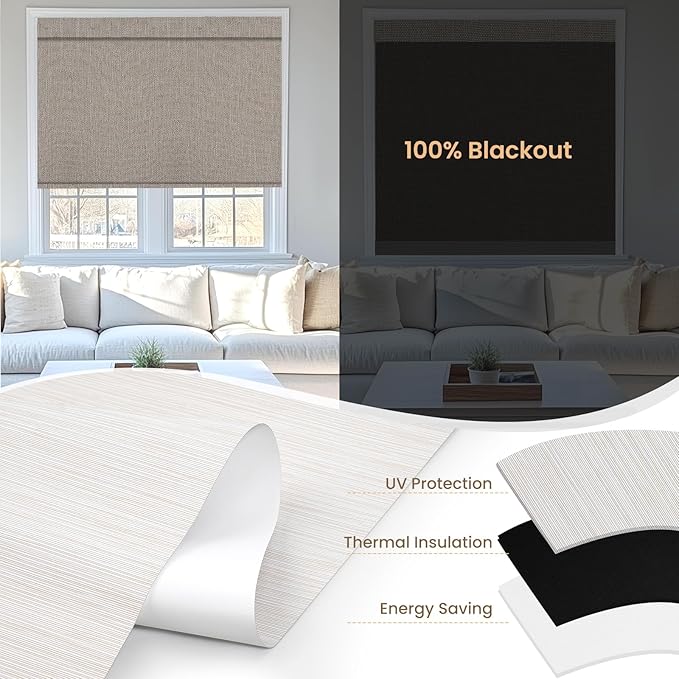 Motorized Smart Blinds with Remote – 100% Blackout Roller Shades – Alexa, Google, Apple HomeKit, Tuya App –Automatic Curtains for Home Office – Plug-in or Rechargeable Motor