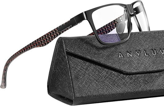 ANYLUV Blue Light Blocking Glasses Men Computer Gaming Glasses Lightweight Al-Mg Metal Anti Eyestrain Eye Protection