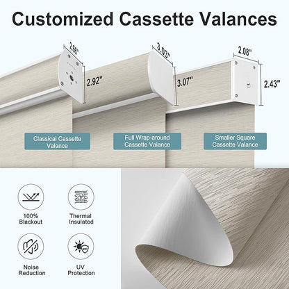 BERISSA Motorized Blinds with Remote,Blackout Smart Roller Shades with App,Voice Control,Jacquard Fabric,Thermal Insulated Automatic Blinds,Electric Shades with USB/Solar Pannel.Maze Beige