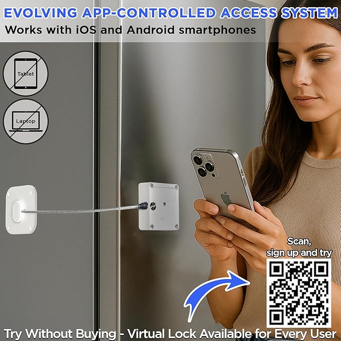 Smart Lock - App-Controlled Access for Snacks, Food & Alcohol - 3-in-1 Modes: Timer, Schedule & Simple Lock to Build Focused, Healthy Habits - for Refrigerators, Cabinets & Drawers