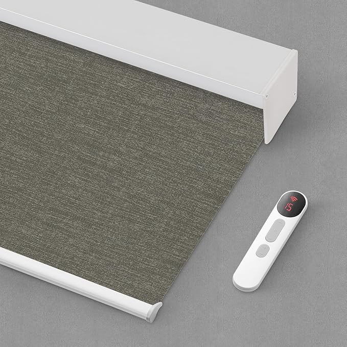 Bringnox Motorized Blinds with Remote,100% Blackout Smart Roller Blinds Compatible with Apple Homekit Google Home and Alexa Via HUB,and Customized (Crimp Toffee-23)