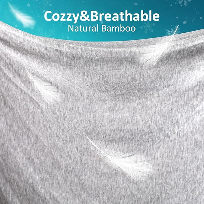 Bamboo Cooling Blanket - Double-Sided Soft Bed Throw Summer Blankets, Breathable Cold Bed Blanket for Night Sweats Sofa Home Office - 59"x79", Light Gray