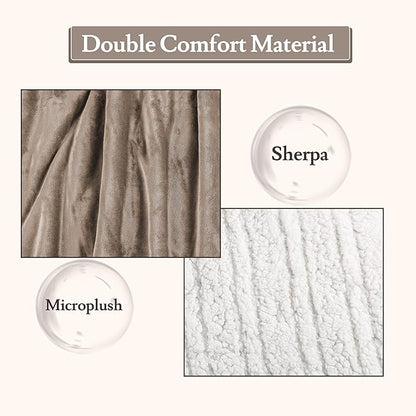 Electric Heated Blanket 72"x84" Full Size Flannel & Sherpa - 4 Heat Settings & 10H Auto Shut Off for Safe Overnight Use, Fast Heating, Machine Washable for Bed, Couch, Office - Brown