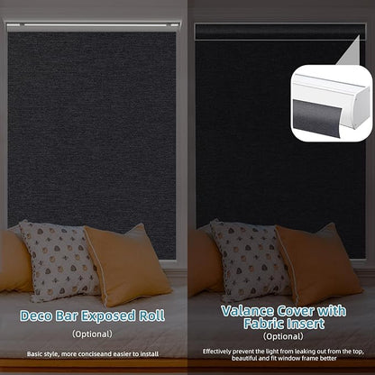 SmartWings Motorized Smart Blinds with Remote, Custom Automatic 100% Blackout Roller Shade Compatible with Alexa/Homekit/Google, Electric Smart Blinds for Indoor Windows, Eclipse Raven Black