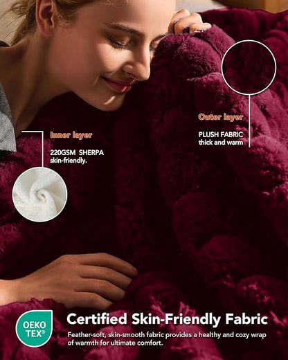 Homemate Electric Heated Throw Blanket - 50"x60" Luxury Faux Fur Heating Bed Blankets with 10 Heating Levels 8 Hours Auto Off Fast Heating Over-Heated Protection Ultra Soft Warm Flannel ETL Certified