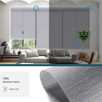 Motorized Shades Compatible with Alexa,Google Asssitant,Homekit Over Thead,70% Blackout Light Filtering Blinds,Smart Shades with Remote, APP/Voice Control,Essential Grey(Classic Grey)