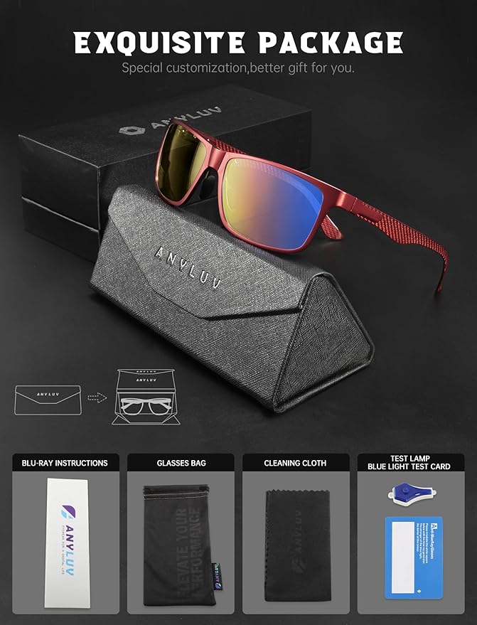 ANYLUV Blue Light Blocking Glasses Men Computer Gaming Glasses Lightweight Al-Mg Metal Anti Eyestrain Eye Protection