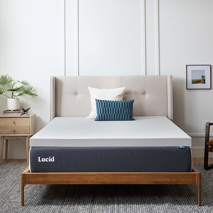 Lucid 3 Inch Ventilated Bamboo Charcoal Memory Foam Mattress Topper, CertiPUR-US Certified, Moisture and Odor Control-King