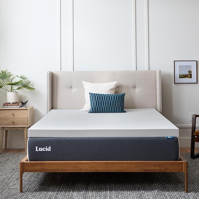 Lucid 3 Inch Ventilated Bamboo Charcoal Memory Foam Mattress Topper, CertiPUR-US Certified, Moisture and Odor Control-Twin