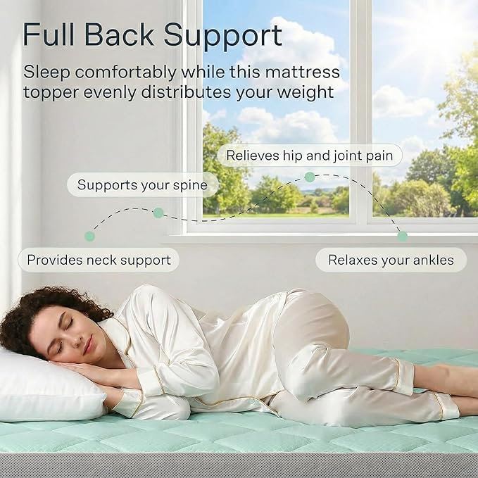 Novilla 4 Inch Dual Layer Memory Foam Mattress Topper, 2 Inch Gel Memory Foam and 2 Inch Cooling Down-Alternative Mattress Pad Cover for Back Pain, Breathable & Certi-Safe, Queen