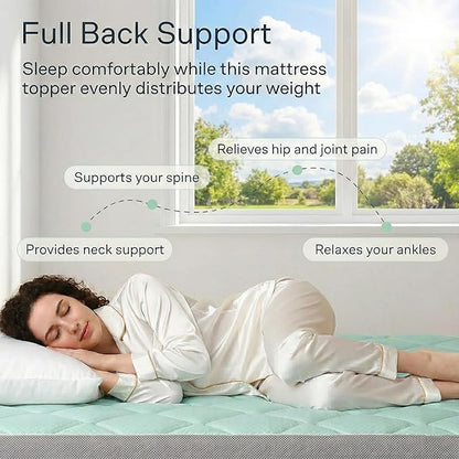 Novilla 4 Inch Dual Layer Memory Foam Mattress Topper, 2 Inch Gel Memory Foam and 2 Inch Cooling Down-Alternative Mattress Pad Cover for Back Pain, Breathable & Certi-Safe, Queen