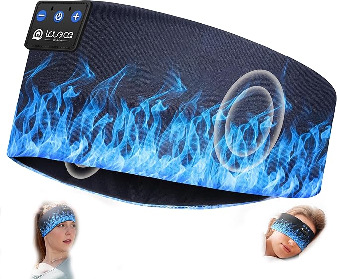 LOVE EYE Sleep Headphones Wireless Headband Headphones Bluetooth 5.4 for Side Sleeper Bluetooth Headband Earphones for Sports for tech Gadgets Gifts (Flame Blue)