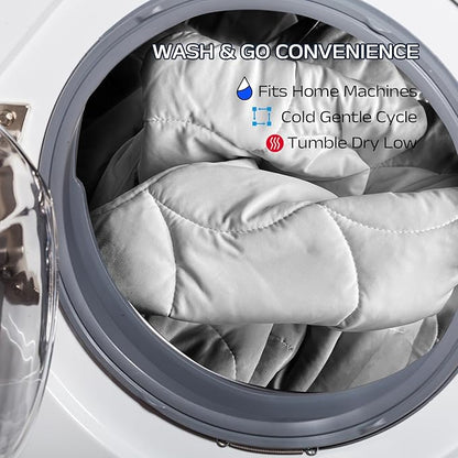 Cooling Comforter for Hot Sleepers - Lightweight Breathable Tencel Blend, Double Sided All-Season Comforter, Temperature Regulating & Machine Washable (Gray, Throw(70''L*60''W))