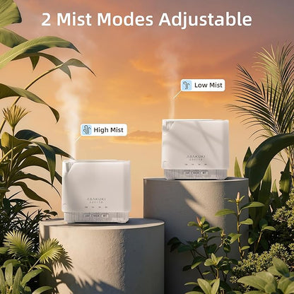ASAKUKI 700 ml Premium Essential Oil Diffuser, 5 in 1 Ultrasonic Aromatherapy Fragrant Oil Vaporizer Humidifier, Timer and Auto-Off Safety Switch, 7 LED Light Colors