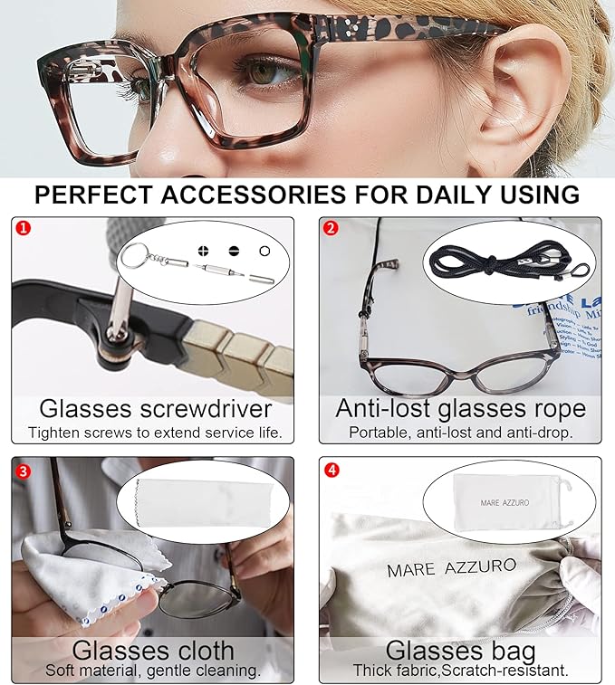 MARE AZZURO Blue Light Blocking Reading Glasses Women Computer Readers 0 1.00 1.25 1.50 1.75 2.00 2.25 2.50 2.75 3.00 3.50 4.00 5.00 6.00 (Demi, 6.0)