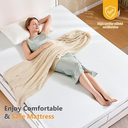 NEWBULIG 3 Inch Memory Foam Mattress Topper Twin, Memory Foam Pad with Removable & Washable Cover, Bed Topper for Back Pain, Non-Slip Ventilated Design