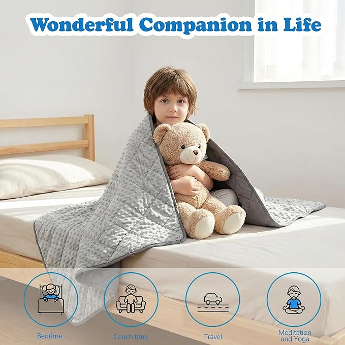 MAXTID Weighted Blanket for Kids 5lbs 36"x48" Cotton Kids Blanket for Boys & Girls Weighted Throw Blanket Children Bedding Gifts for 3 4 5 6 7 8+ Year Old Kid Small Weighted Comfort Blankets